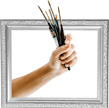 Frame With Hand And Brushes