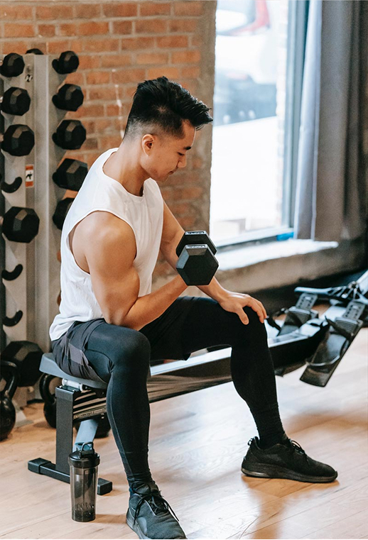 Man with dumbbell