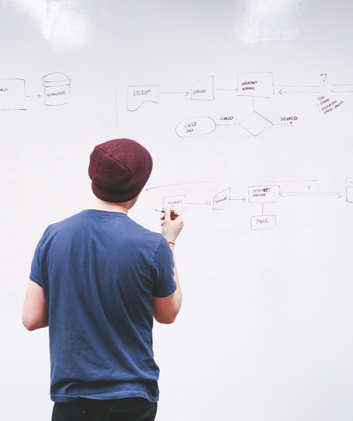 Man draws a diagram