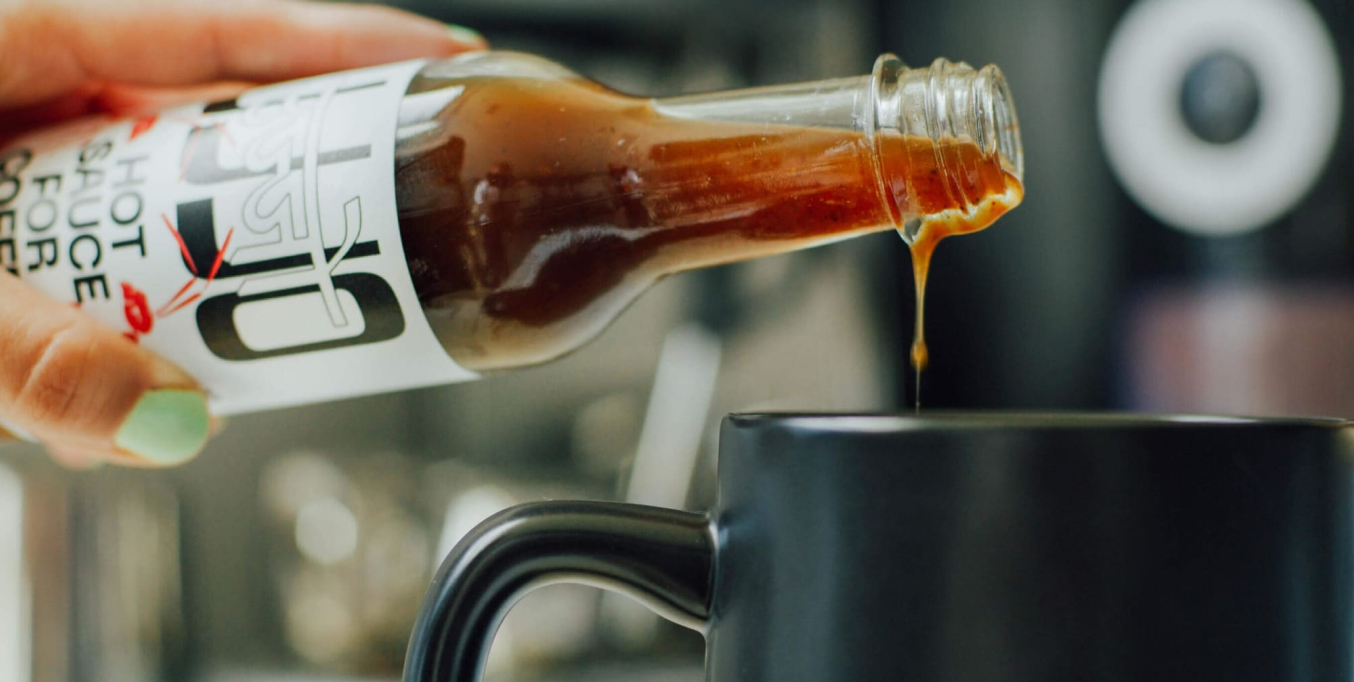 HOT UJJO SAUCE IS ADDED TO COFFEE